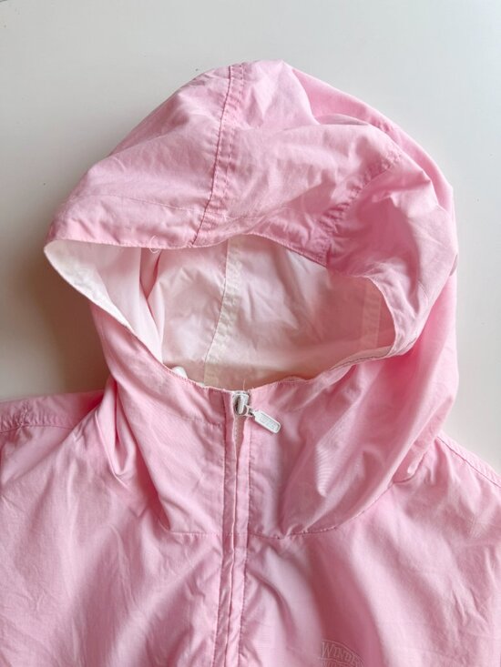 Vintage 00's WINDRIVER Pink White Nylon Hooded Windbreaker Jacket, Size L - Picture 10 of 16